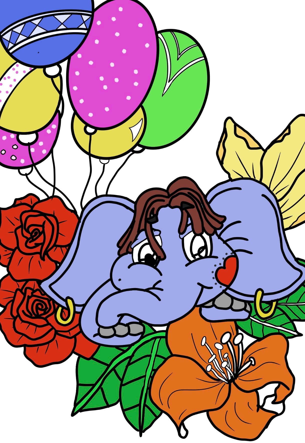 Baby Elephant & Balloons — original design by Reed The Ink