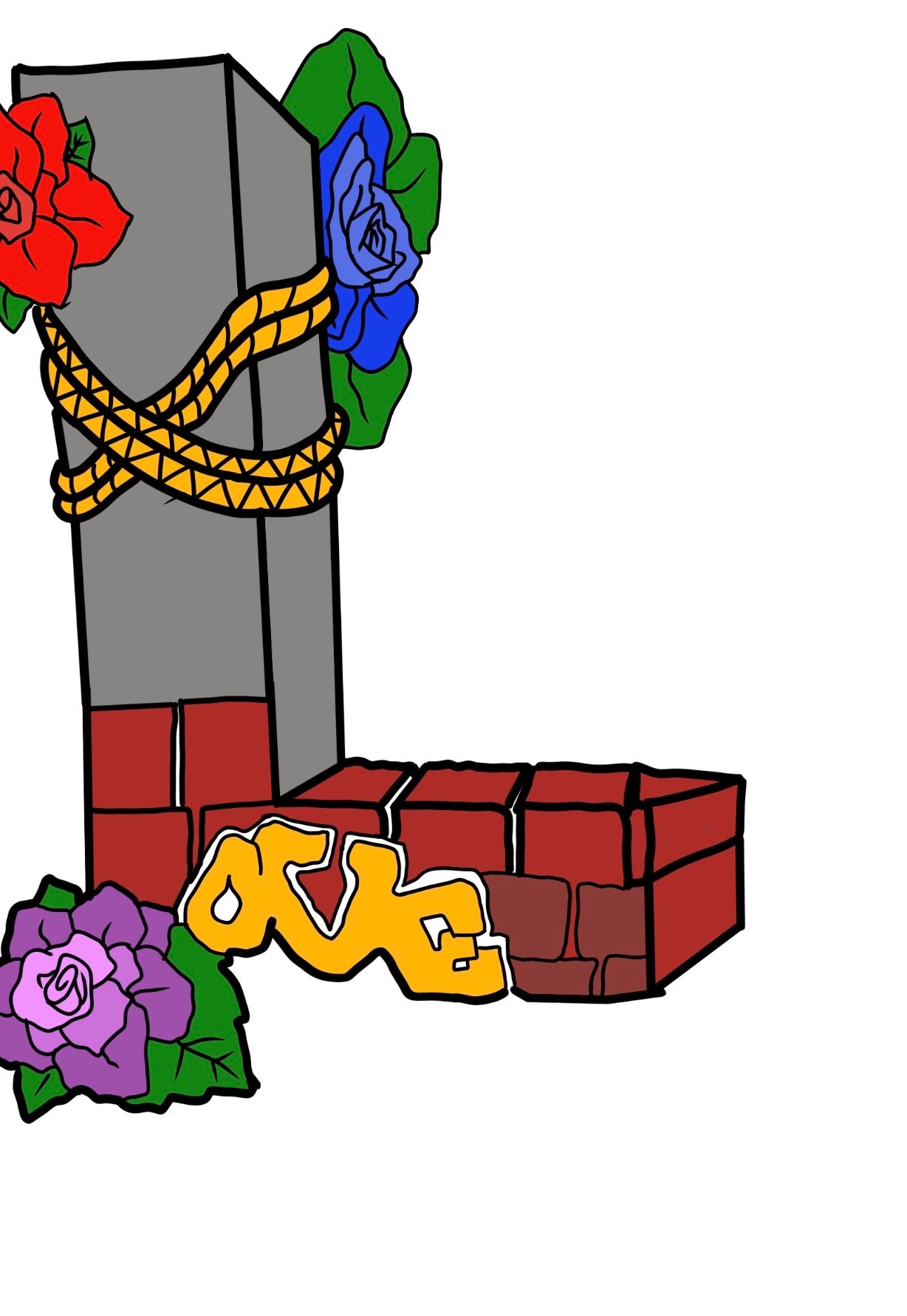 Brick & Roses Monogram — original design by Reed The Ink